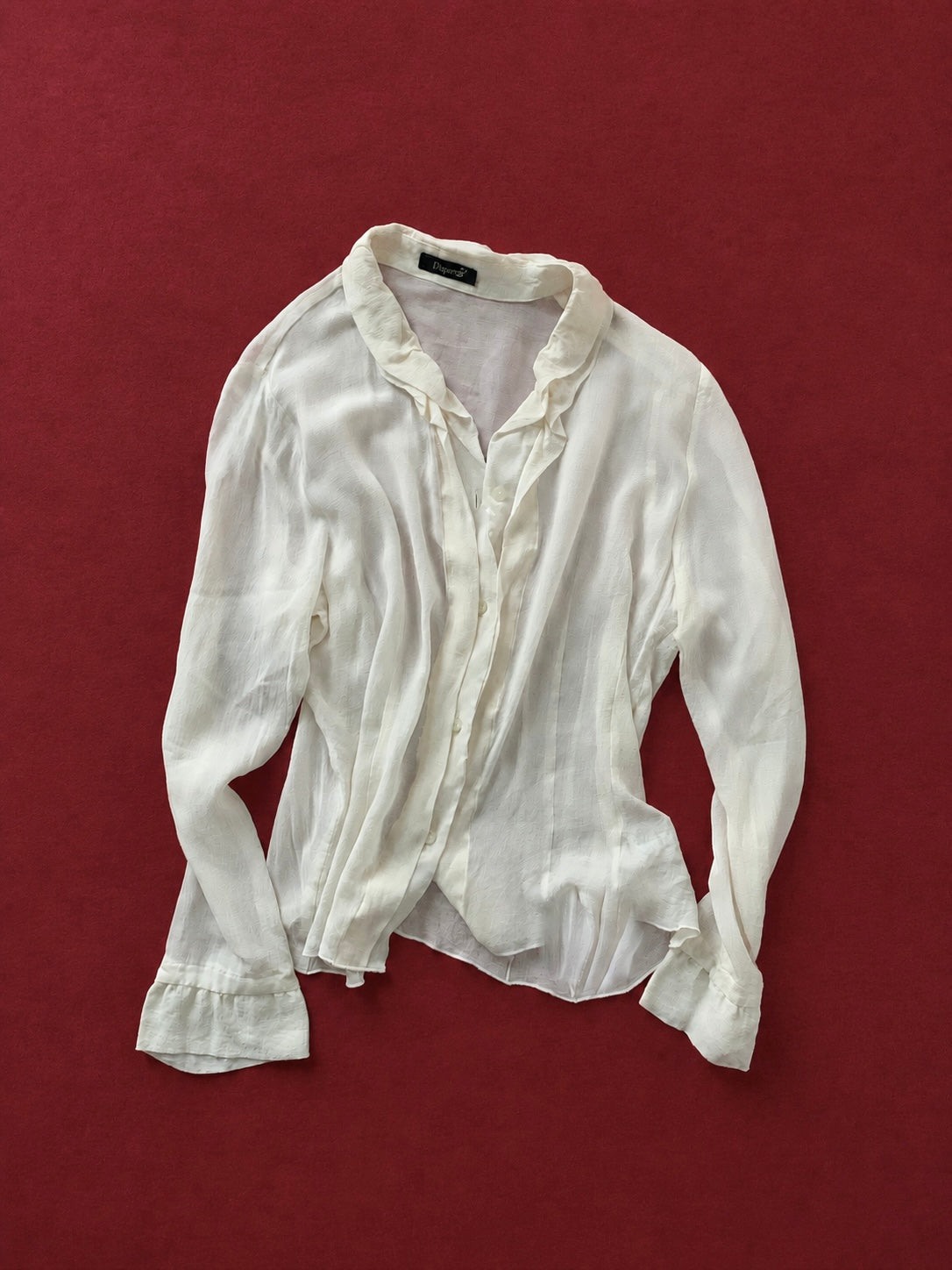 light beige silk see-through blouse