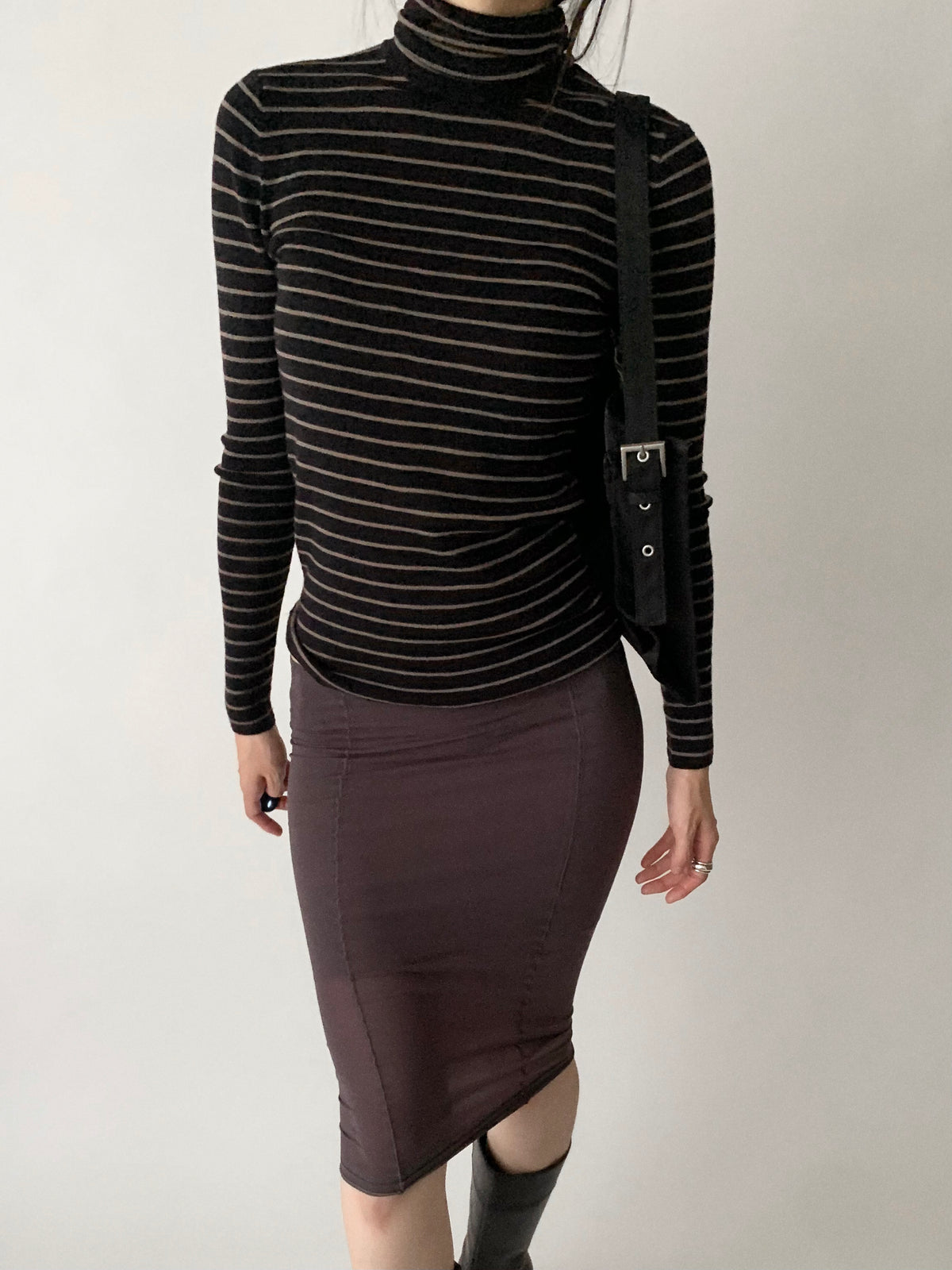 navy and beige stripe wool knit