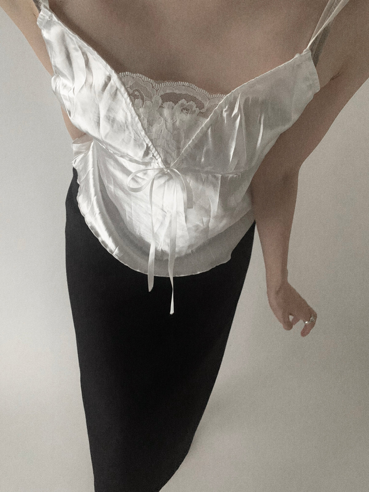 white satin lace camisole