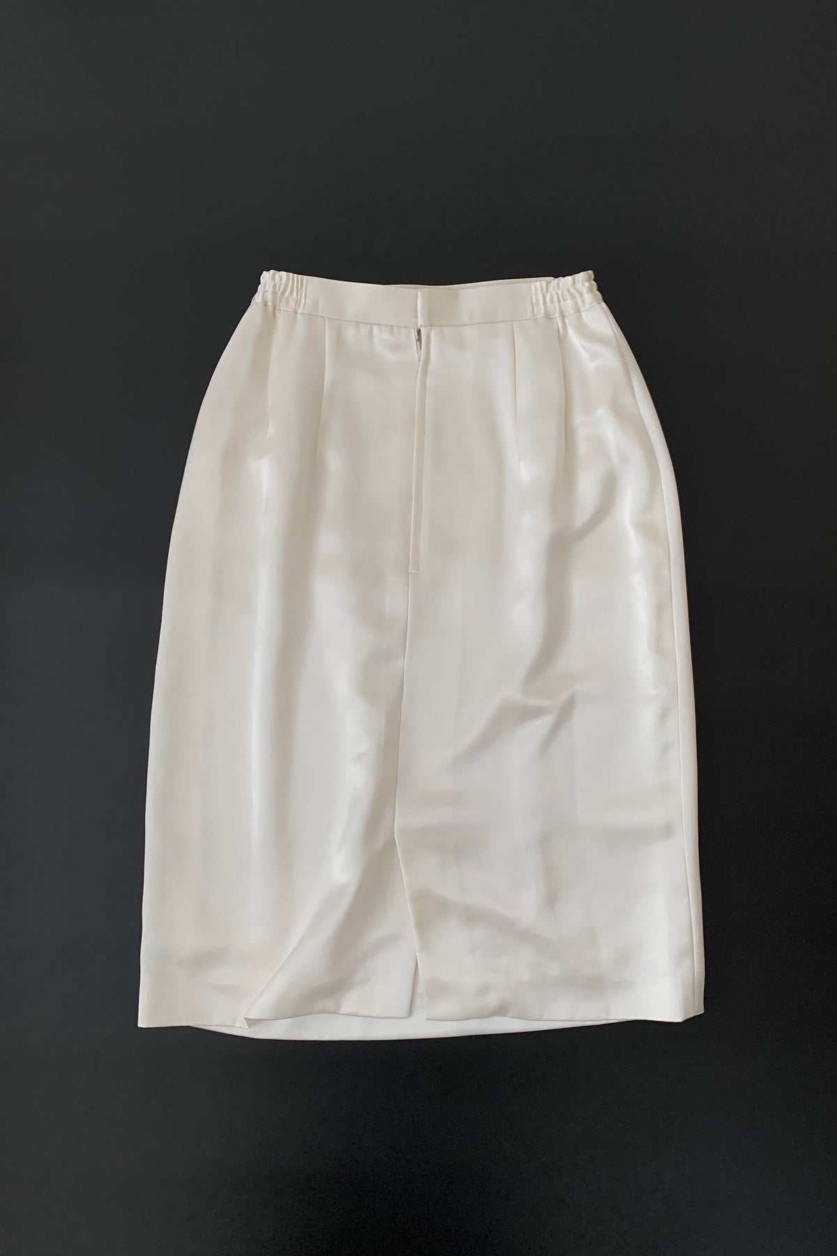 cream satin midi skirt