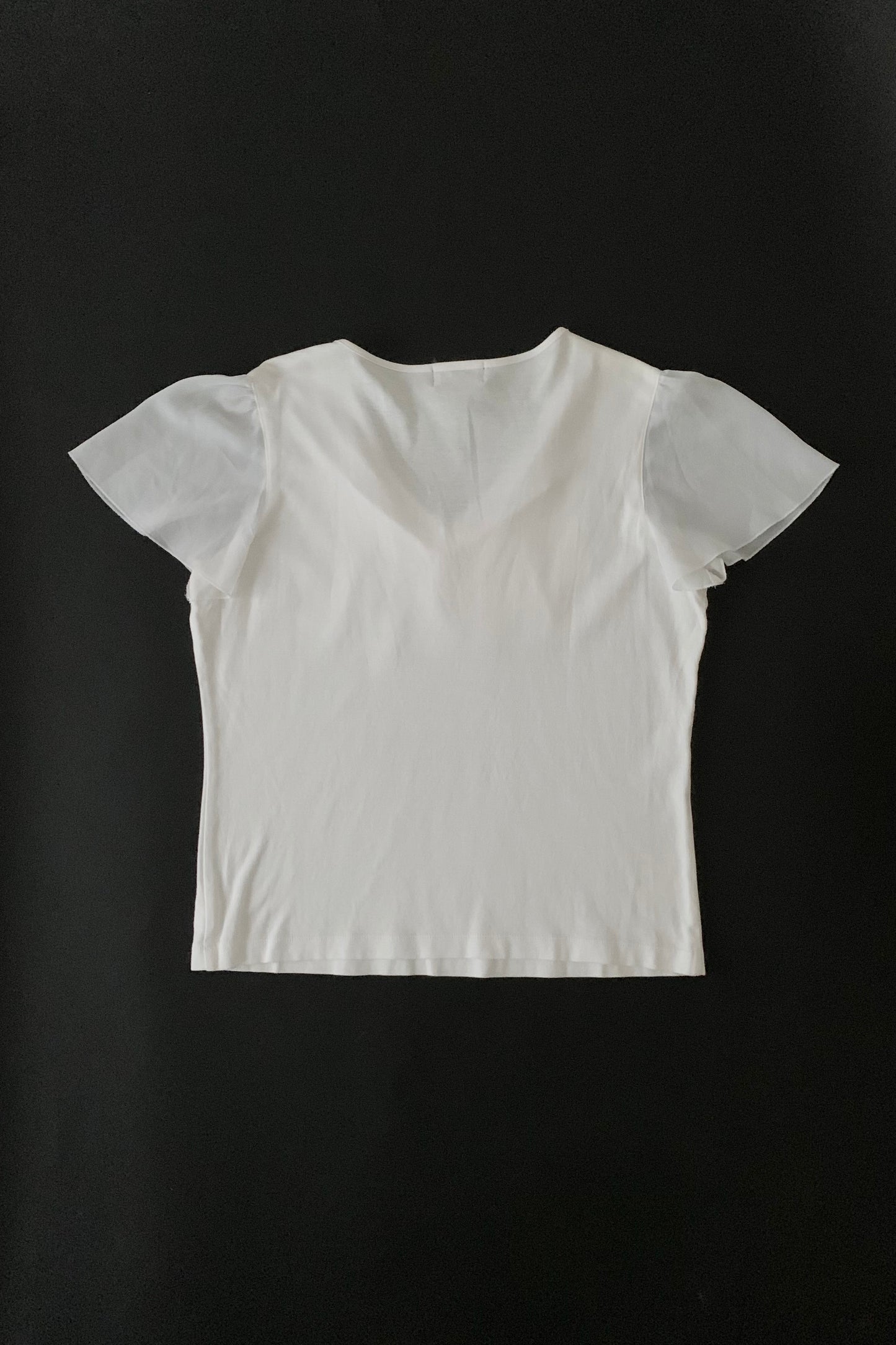 LANVIN white chiffon frill tops