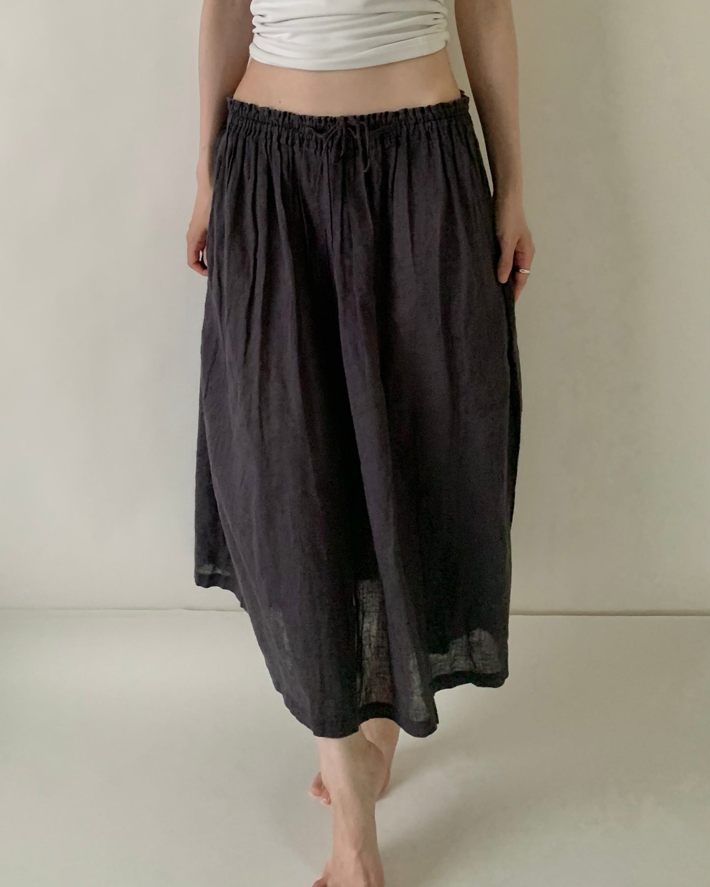 charcoal gray linen skirt
