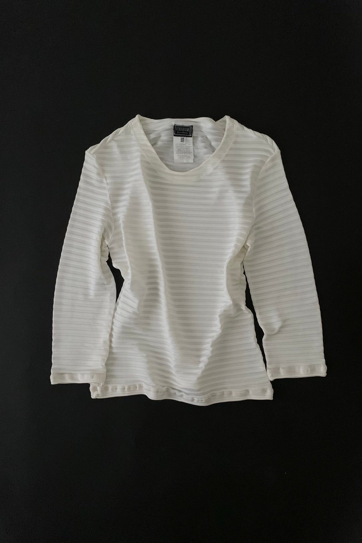Italy ivory sheer stripe tops