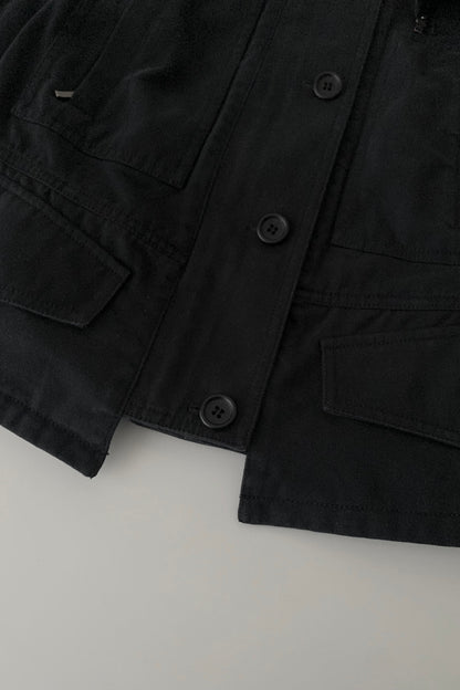 dark navy 2 way collar cotton jacket