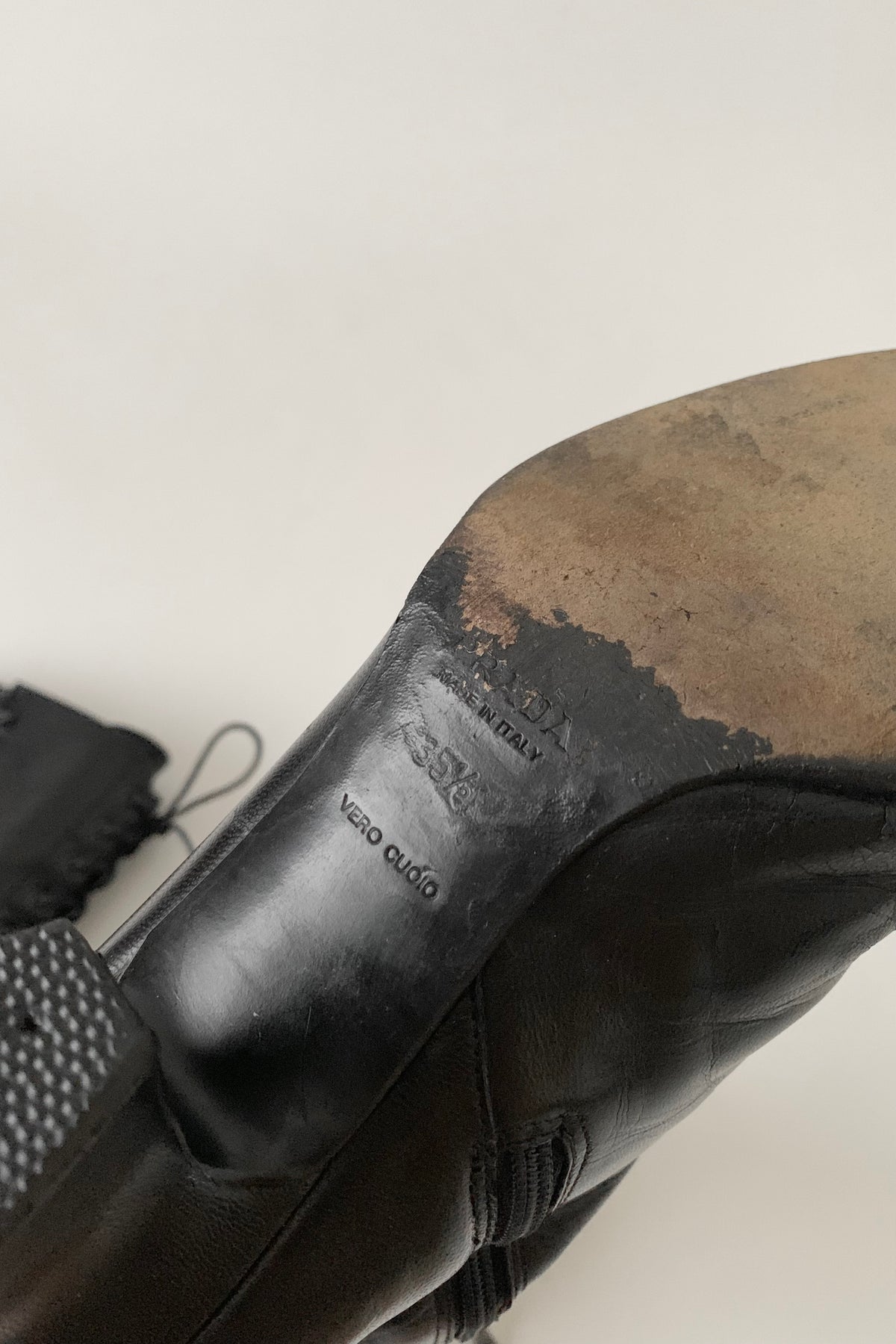 PRADA black lace up boots