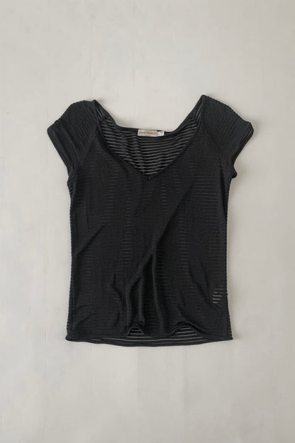 ARMANI black sheer stripe tops