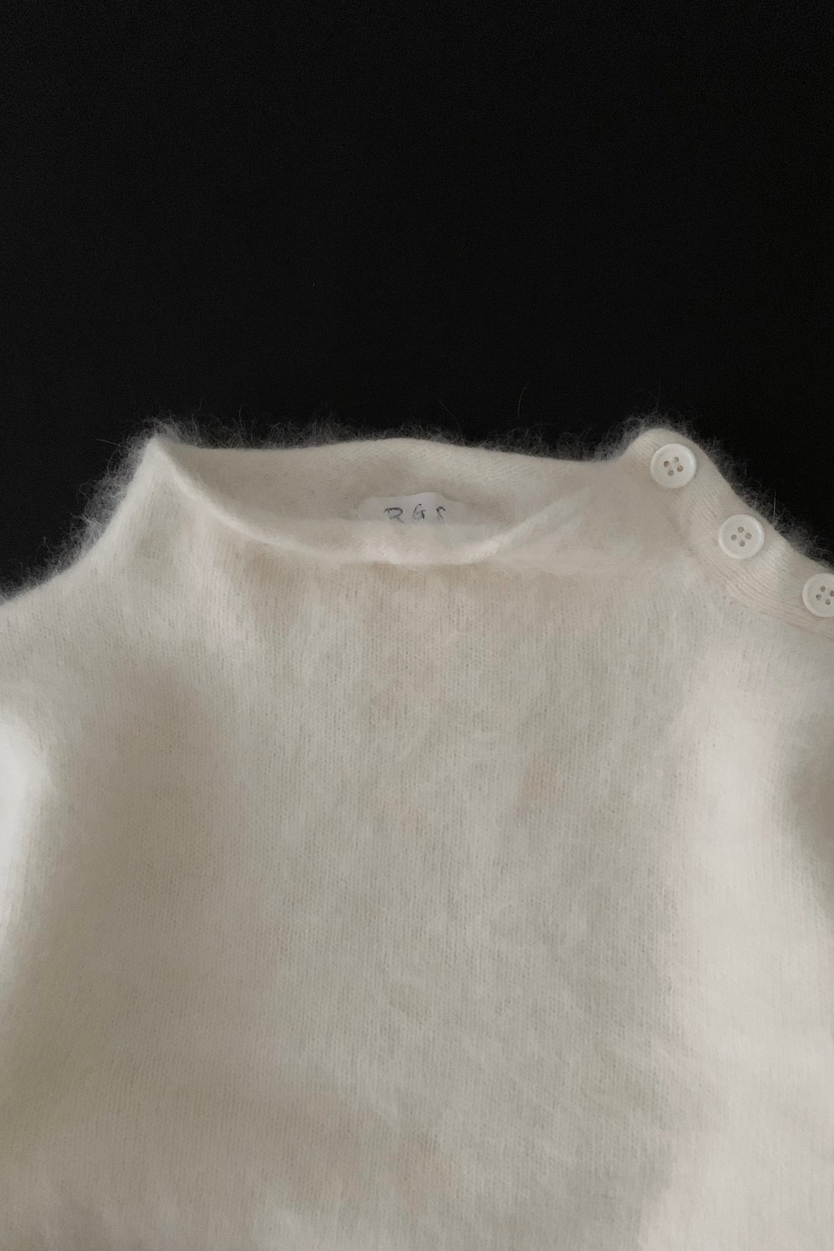 white angora fur knit tops