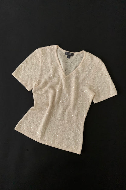 cream sequins kint wool tops