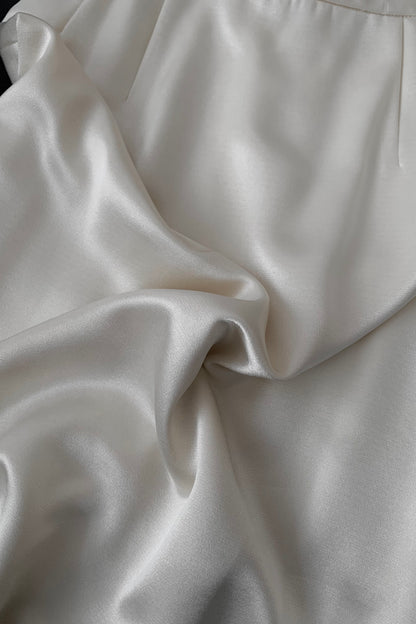 cream satin midi skirt