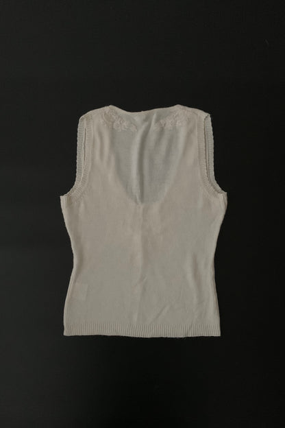 ivory flower sequins knit vest