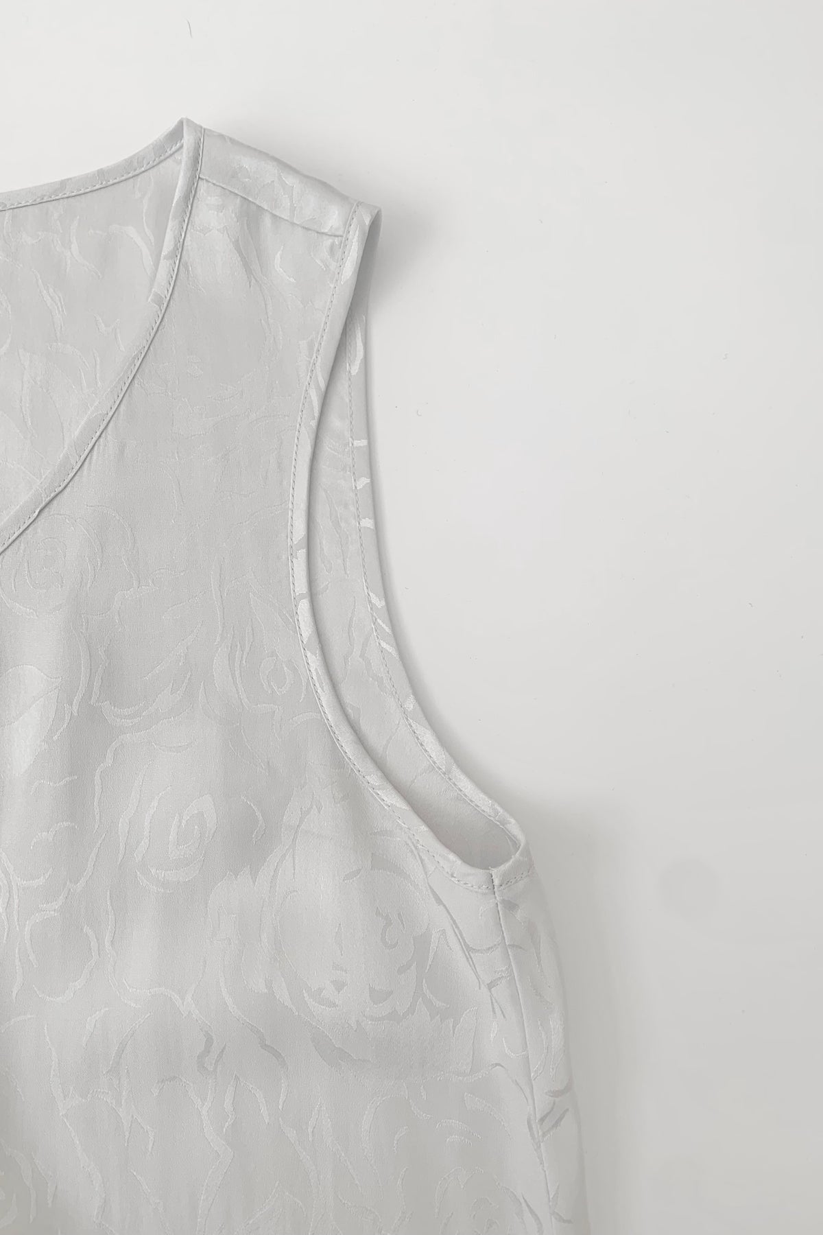 light gray silk rose tank top