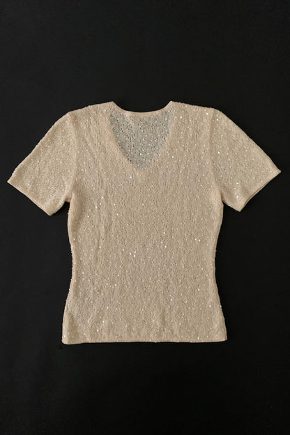 cream sequins kint wool tops