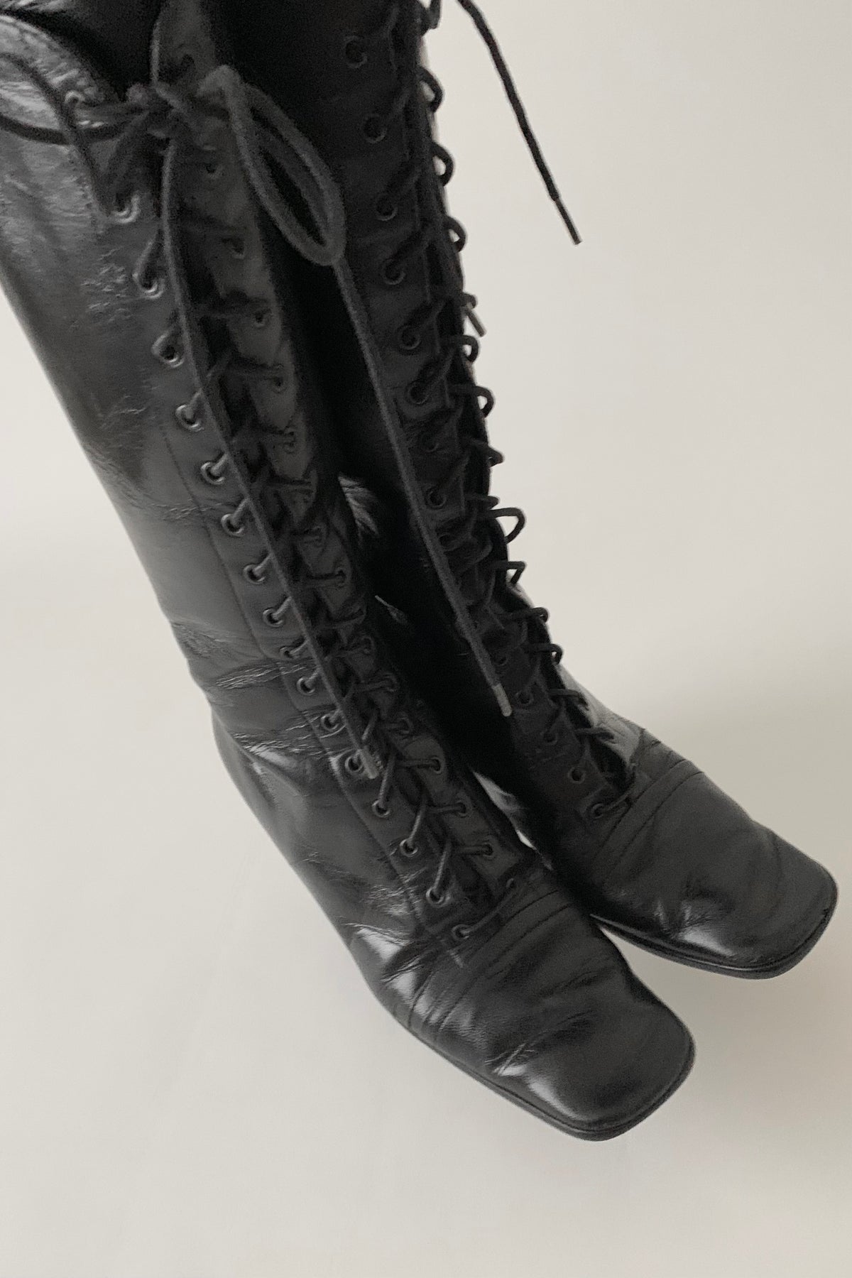 PRADA black lace up boots