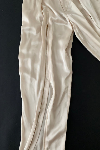 TOGA cream satin zip up pants