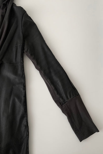 Italy dark gray leather docking coat