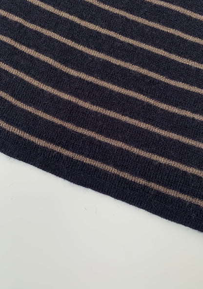 navy and beige stripe wool knit