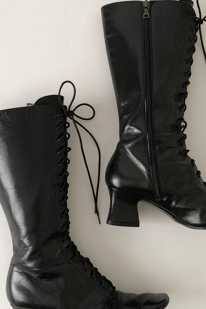 PRADA black lace up boots