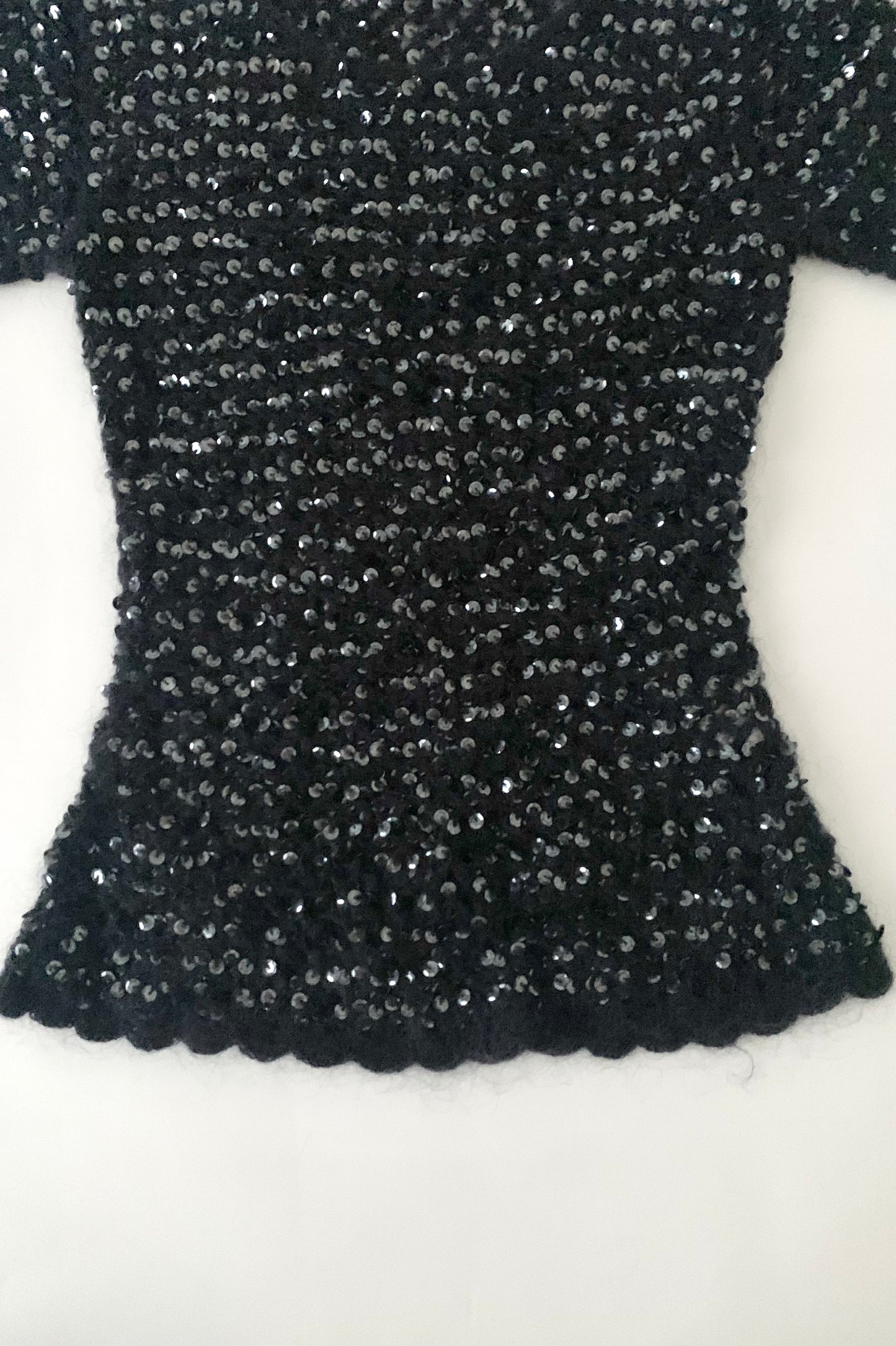 black mohair sequins knit tops