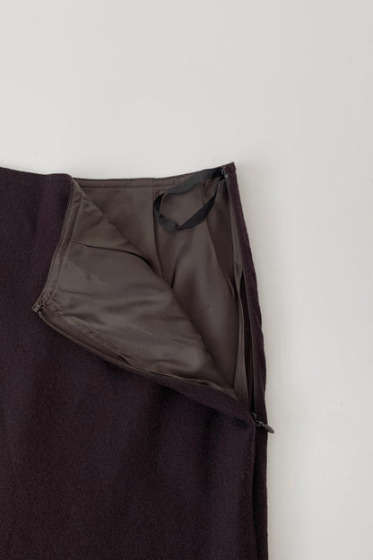dark purple flare wool skirt