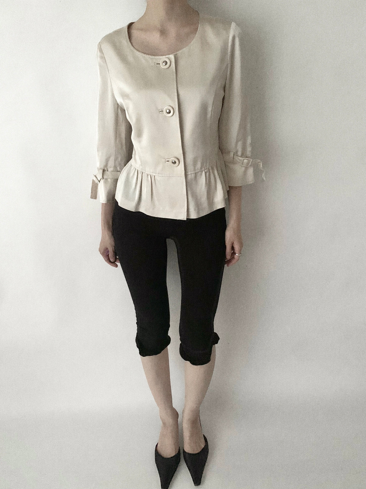 courreges cream satin short jacket