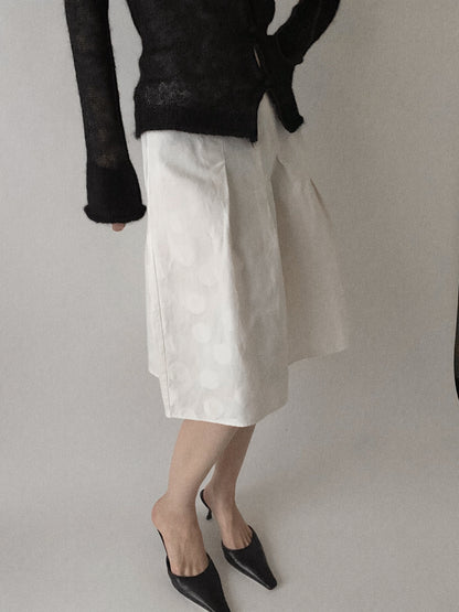 Italy white dot flare skirt