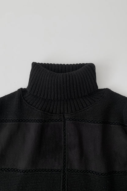 Italy black suède crochet tops