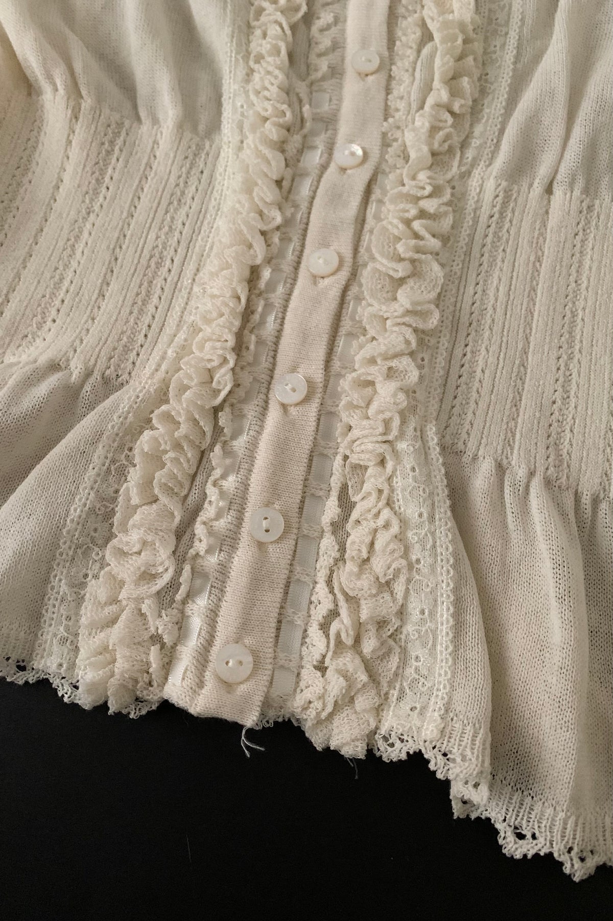 ivory frill knit cardigan