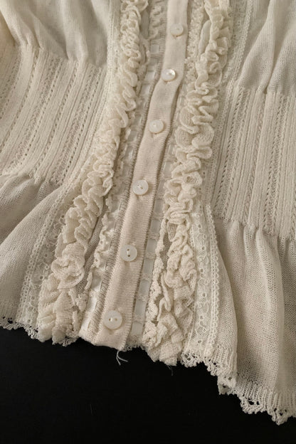 ivory frill knit cardigan