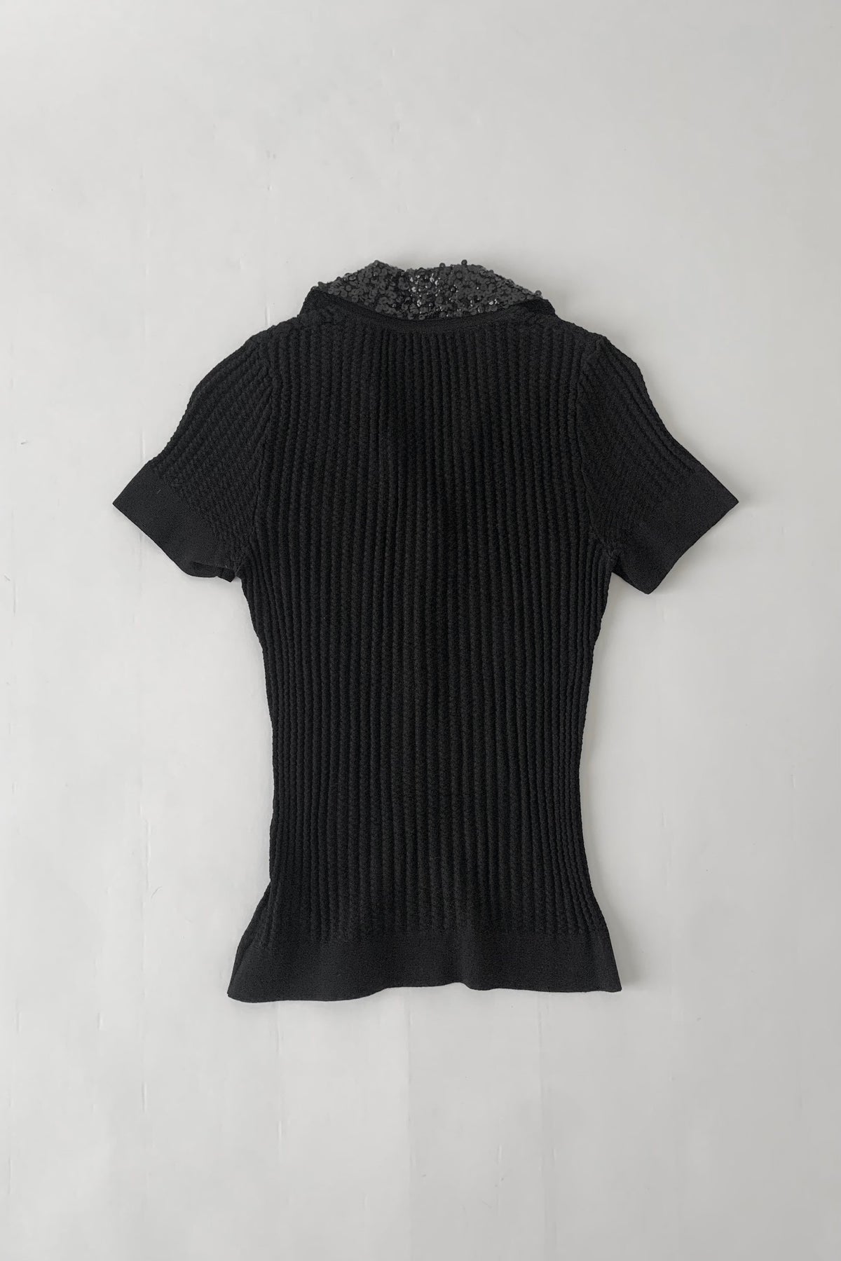 black squins collar polo tops