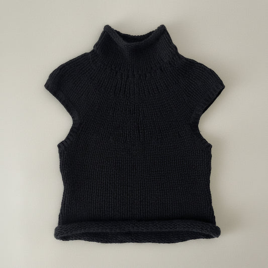 black french sleeve knit tops