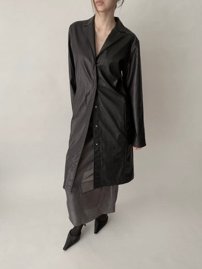 black  leather long coat