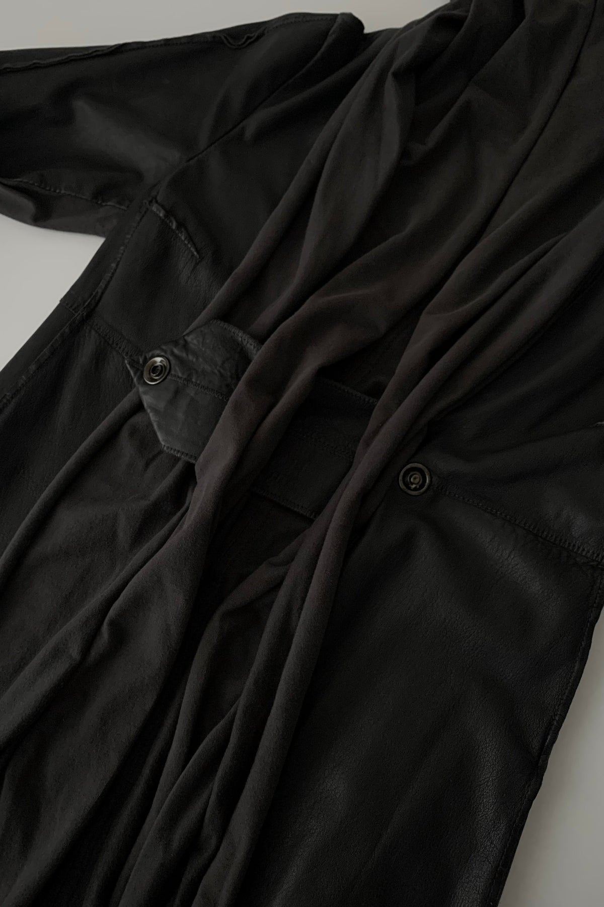 Italy dark gray leather docking coat