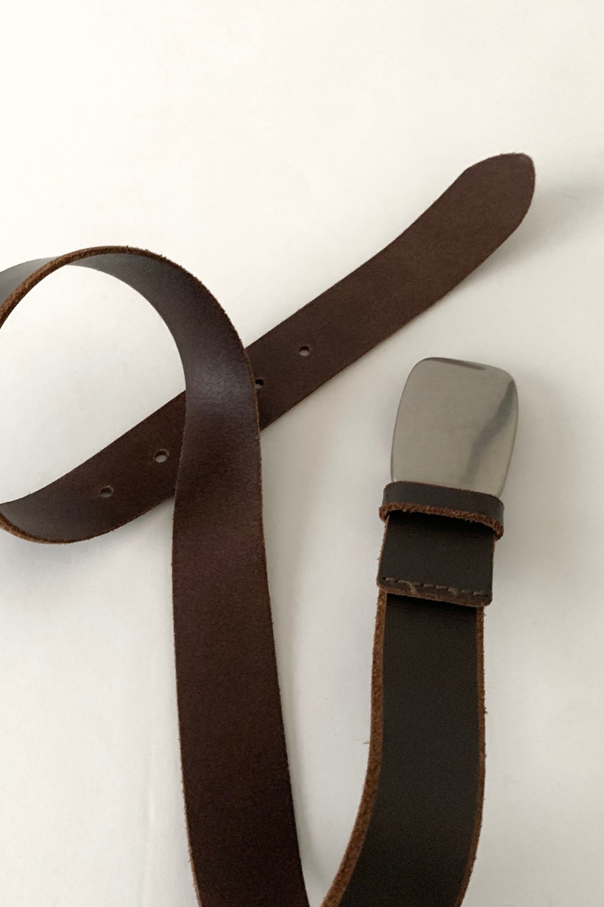 brown silver buckle belt