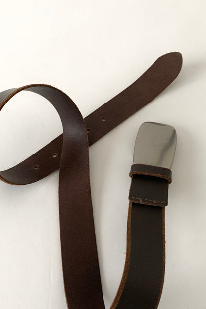 brown silver buckle belt