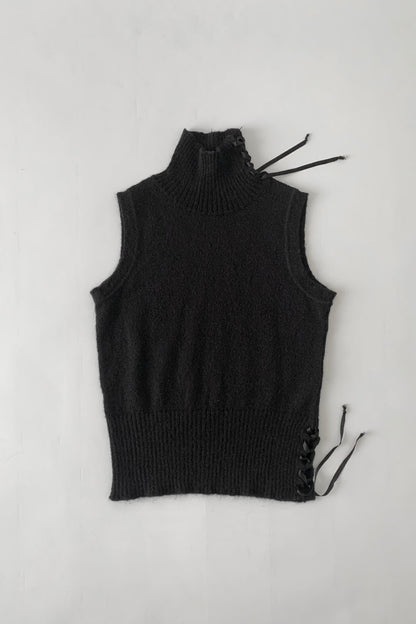 black side ribbon vest