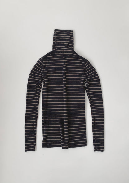 navy and beige stripe wool knit