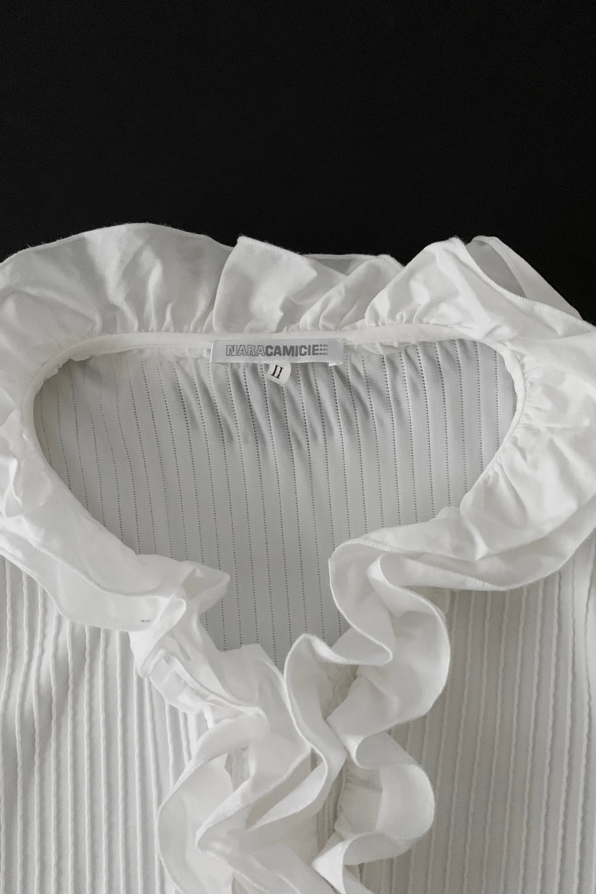 white frill stripe shirt blouse