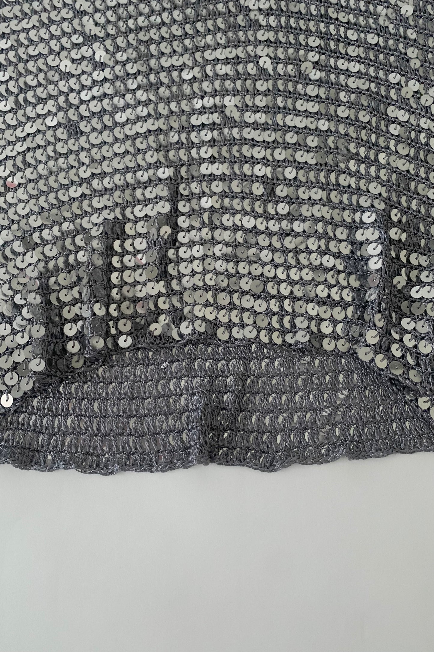 gray sequins v neck tops