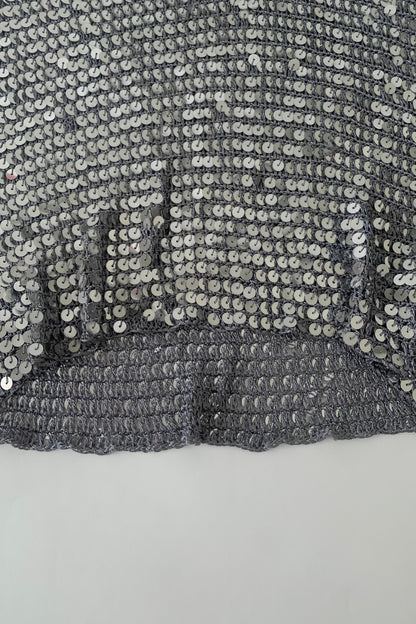 gray sequins v neck tops