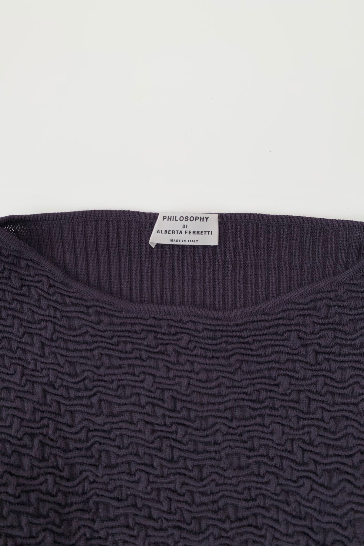 Italy dark purple textured wool knit tops