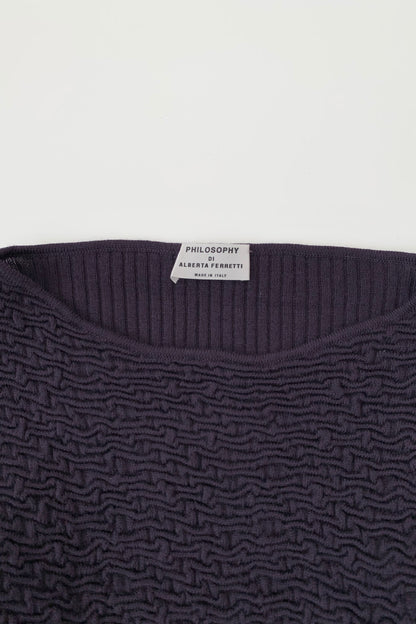 Italy dark purple textured wool knit tops