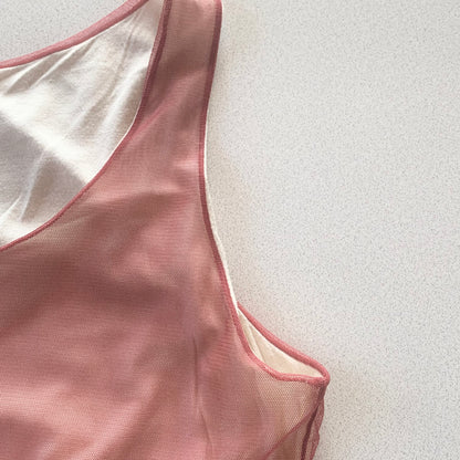 Italy dusty red sheer tops