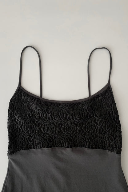 France gray＆black lace camisole dress