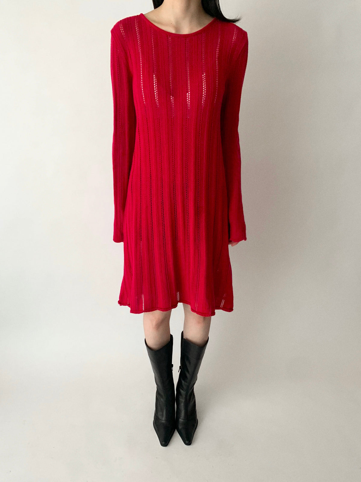 agnes b. red crochet cotton dress