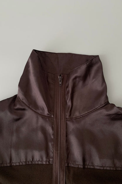 brown sheer & satin light jacket