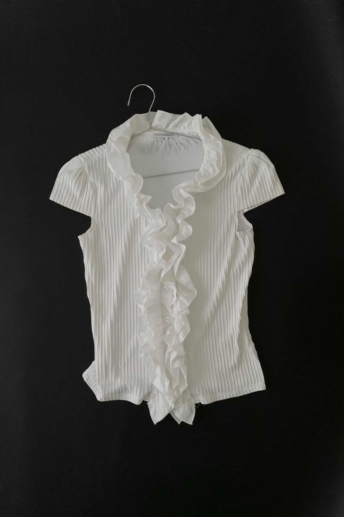 white frill stripe shirt blouse