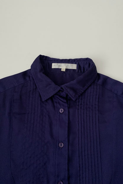 purple blue satin blouse