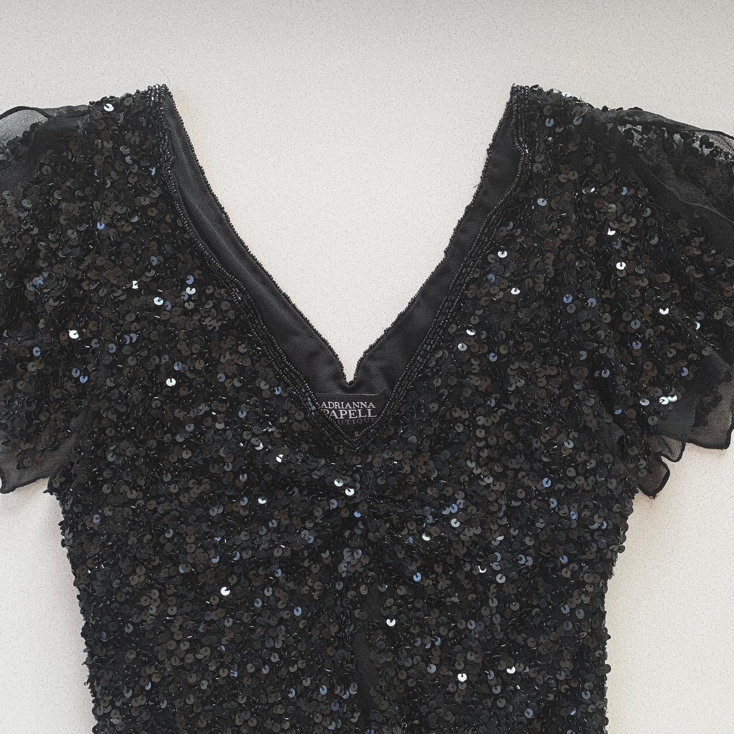 black sequins silk organzy tops