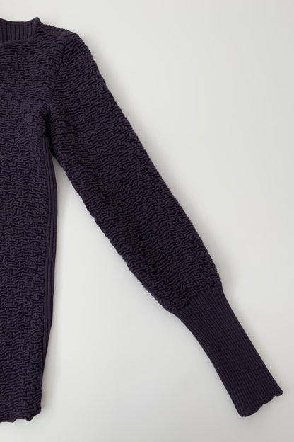Italy dark purple textured wool knit tops