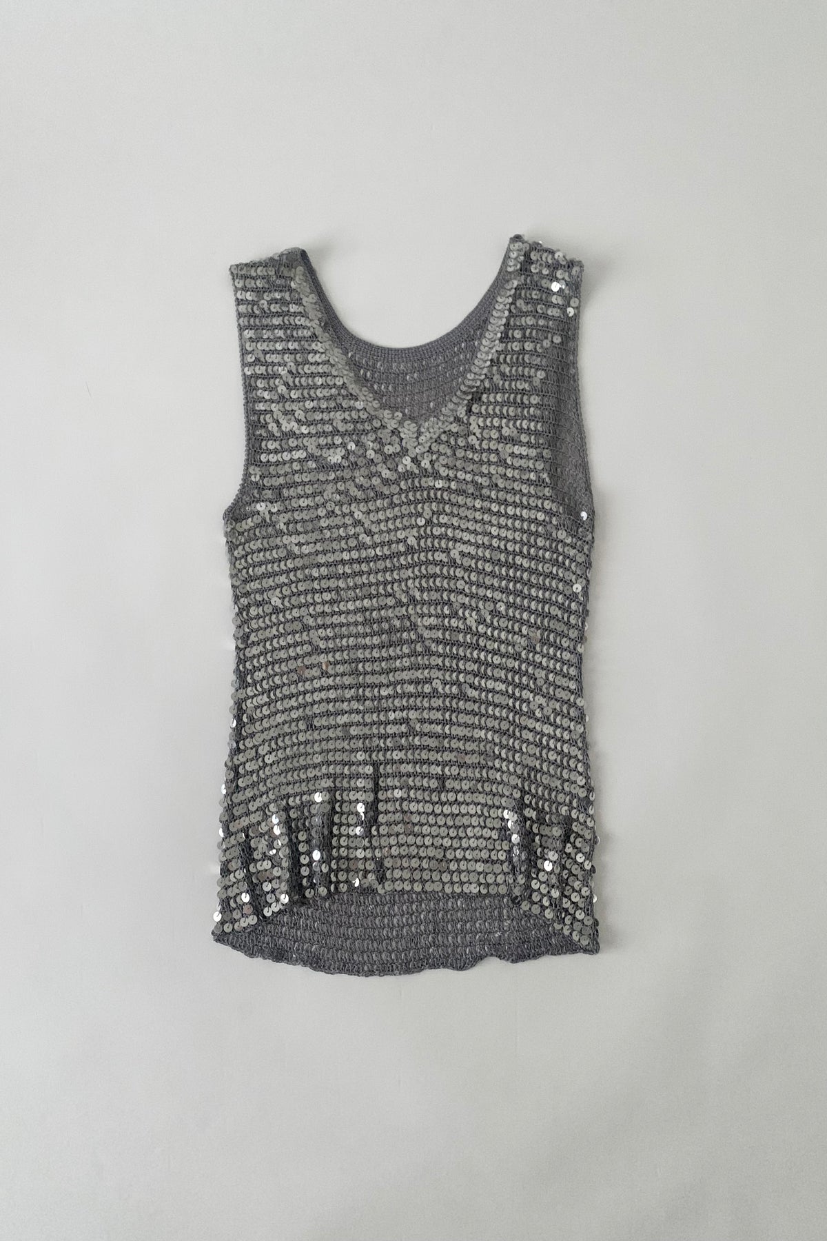 gray sequins v neck tops